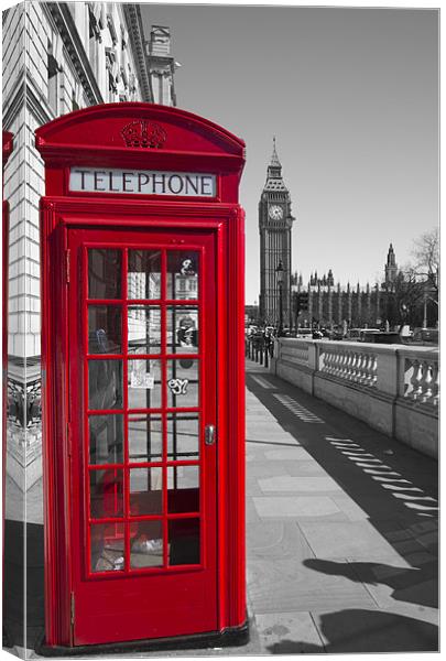Big Ben Red Telephone box Canvas Print by David French