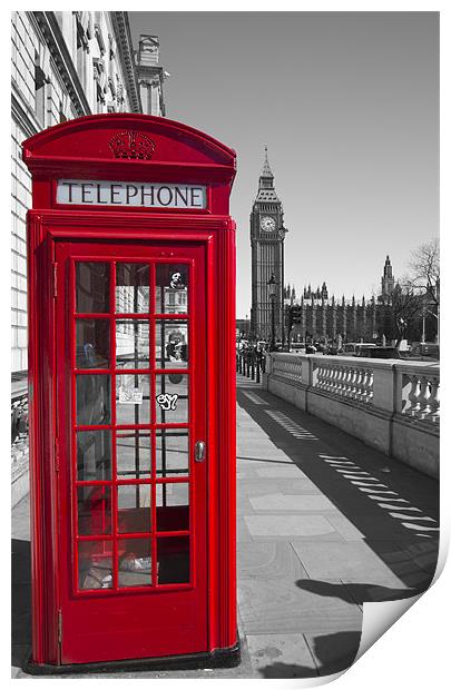 Big Ben Red Telephone box Print by David French
