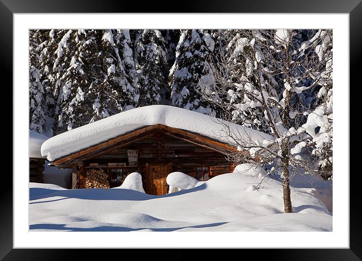 Snowy Hut Framed Mounted Print by Thomas Schaeffer
