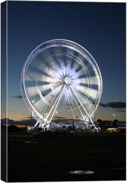 Weston Wheel in Motion at Dusk Canvas Print by Bekie Spark