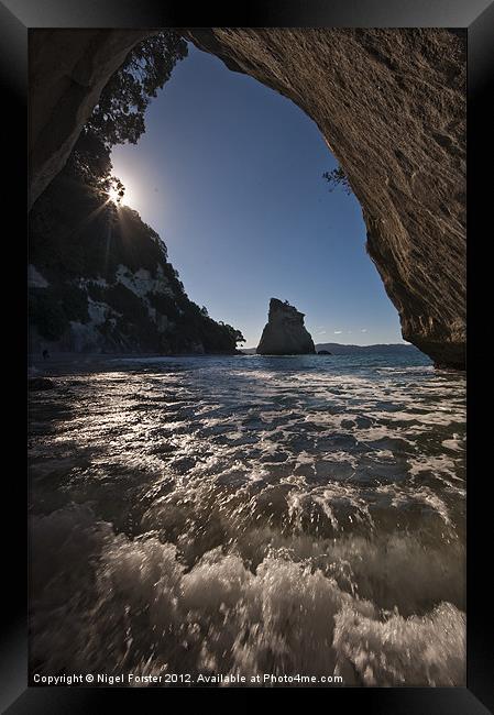 Cathedral Cove Coromandel Framed Print by Creative Photography Wales