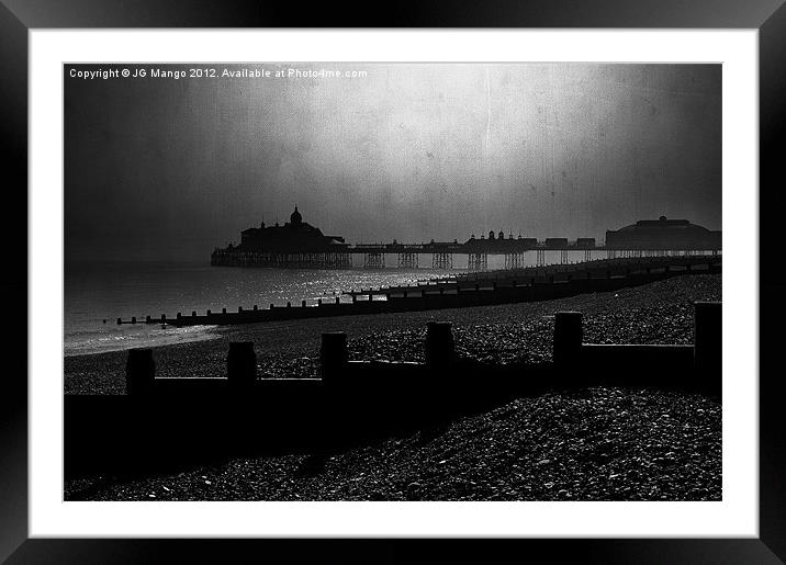 Misty Moonlit Eastbourne Pier Framed Mounted Print by JG Mango