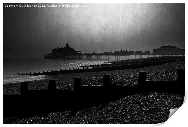 Misty Moonlit Eastbourne Pier Print by JG Mango