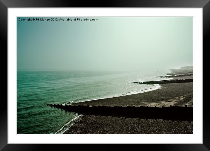 Eastbourne Groynes in Sea Mist Framed Mounted Print by JG Mango