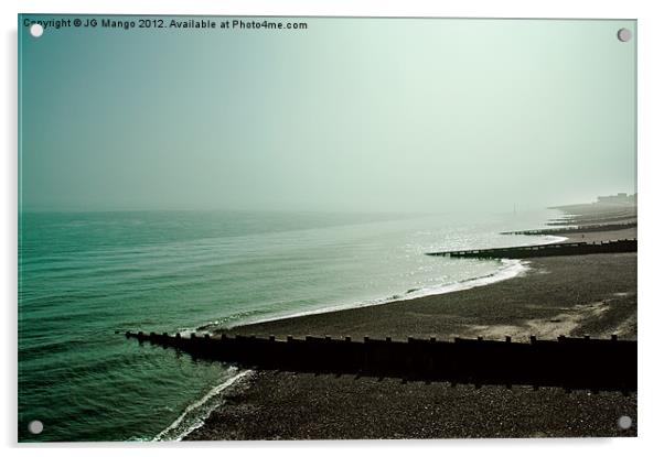 Eastbourne Groynes in Sea Mist Acrylic by JG Mango