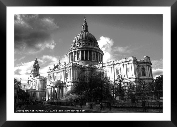 St Pauls in Mono Framed Mounted Print by Rob Hawkins