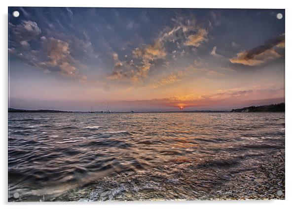 Sunset over Hamworthy Poole Acrylic by Jennie Franklin