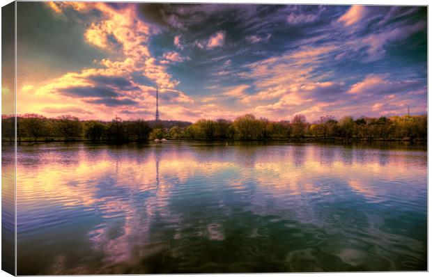 Sunset over the Lake Canvas Print by Dean Messenger