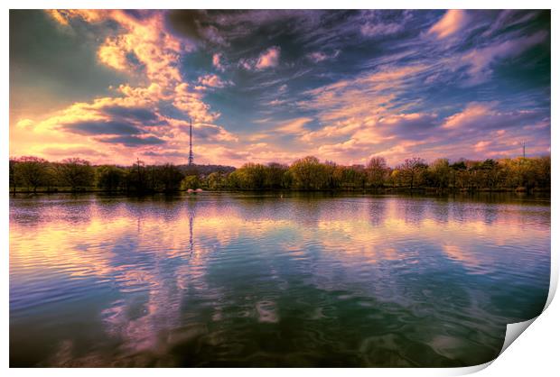 Sunset over the Lake Print by Dean Messenger