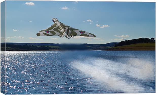 Vulcan Bomber over Derwent Reservoir Canvas Print by Kevin Tate
