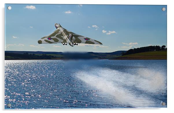 Vulcan Bomber over Derwent Reservoir Acrylic by Kevin Tate