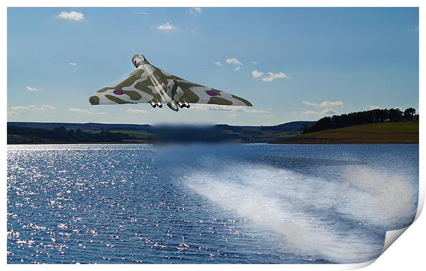 Vulcan Bomber over Derwent Reservoir Print by Kevin Tate