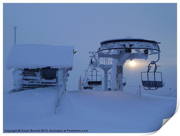 Lapland Ski Lift Print by Sarah Bonnot