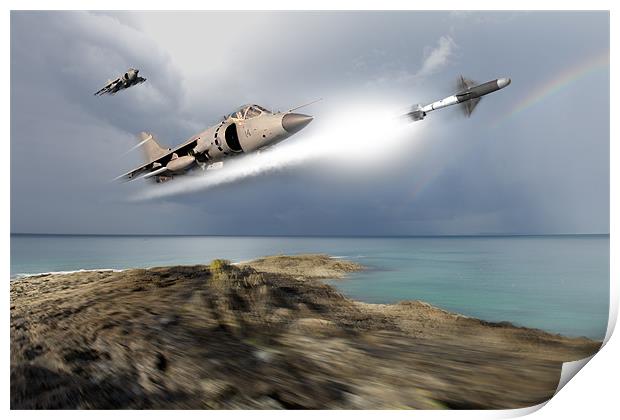 Sea Harriers in action Print by Gary Eason
