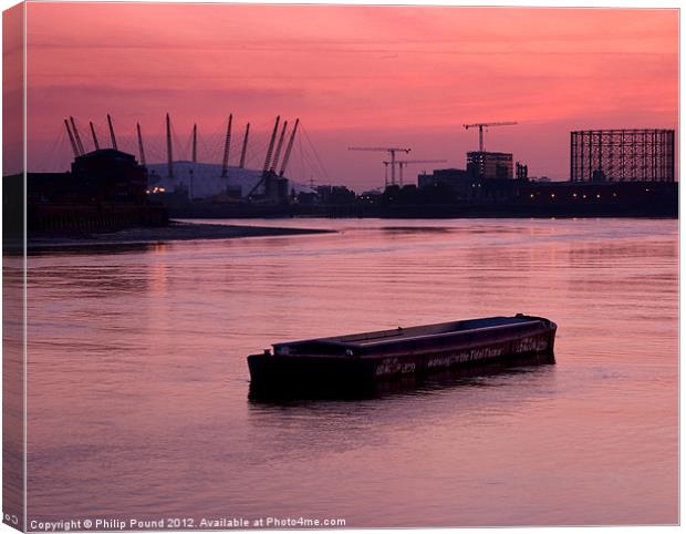 O2 Arena at Sunrise Canvas Print by Philip Pound
