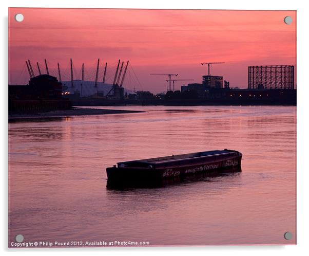 O2 Arena at Sunrise Acrylic by Philip Pound
