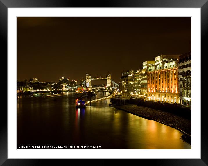 Tower Bridge at Night Framed Mounted Print by Philip Pound