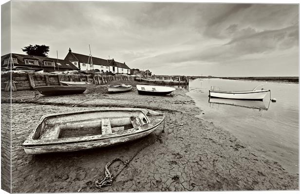 Moody Staithe Sepia Canvas Print by Paul Macro