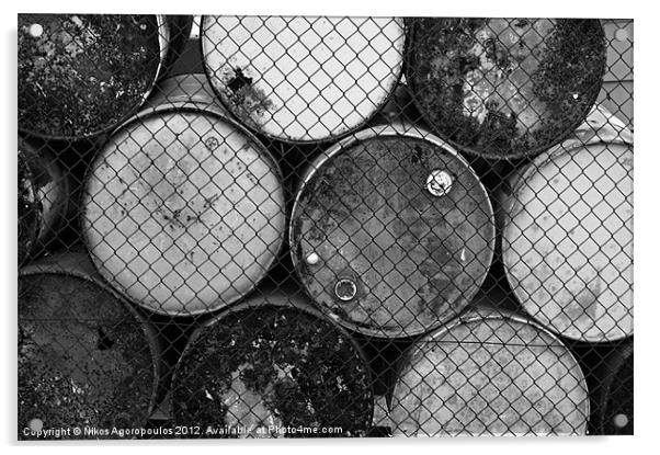 Trapped barrels 2 Acrylic by Alfani Photography