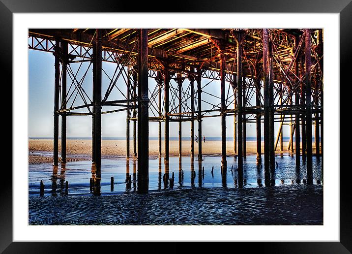 View from under the pier Framed Mounted Print by Sandra Pledger