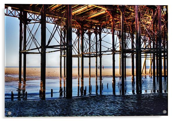 View from under the pier Acrylic by Sandra Pledger