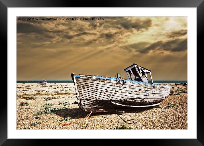 dungeness wreck in colour Framed Mounted Print by meirion matthias