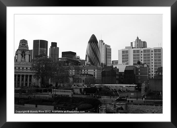 Gherkin London Skyline Framed Mounted Print by Mandy Rice