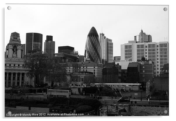 Gherkin London Skyline Acrylic by Mandy Rice