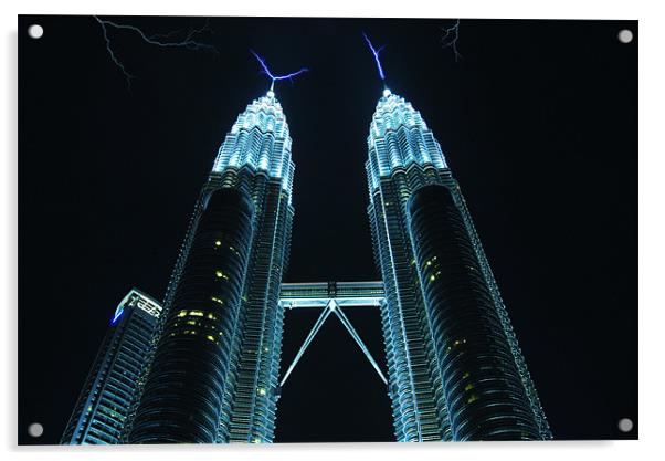 Petronas Towers Lightning Acrylic by Paul Fisher