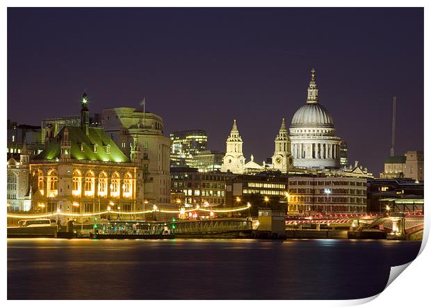 St Pauls Cathedral at Night Print by Philip Pound
