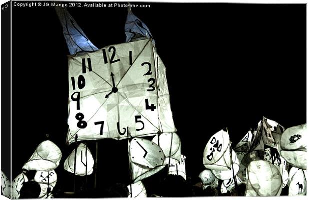 Burning The Clocks, Brighton. Canvas Print by JG Mango