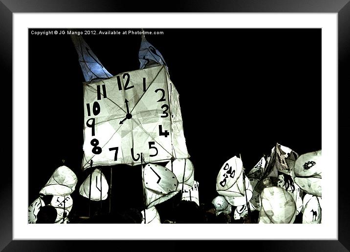 Burning The Clocks, Brighton. Framed Mounted Print by JG Mango
