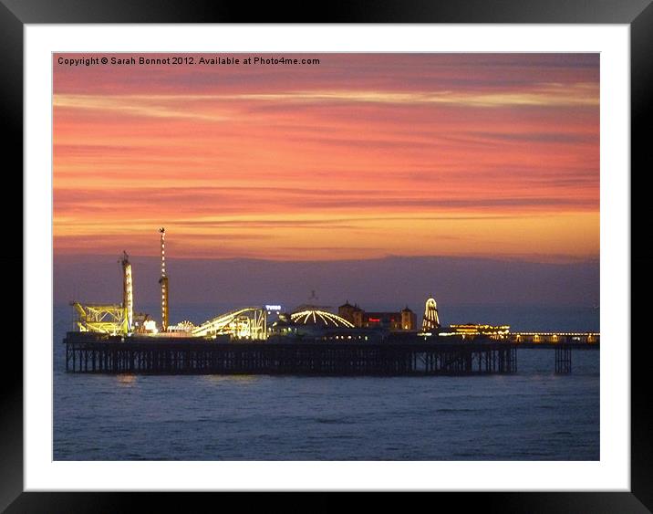 Brighton Pier Sunset Framed Mounted Print by Sarah Bonnot