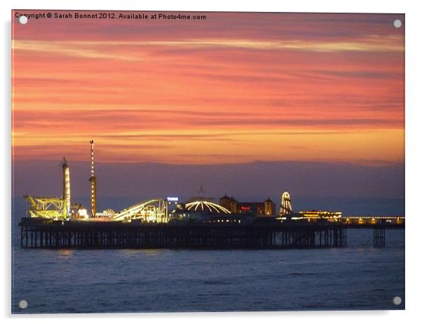 Brighton Pier Sunset Acrylic by Sarah Bonnot