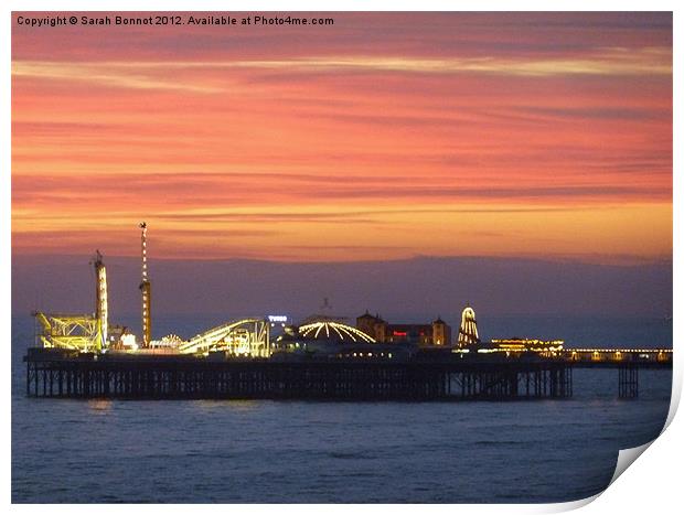 Brighton Pier Sunset Print by Sarah Bonnot