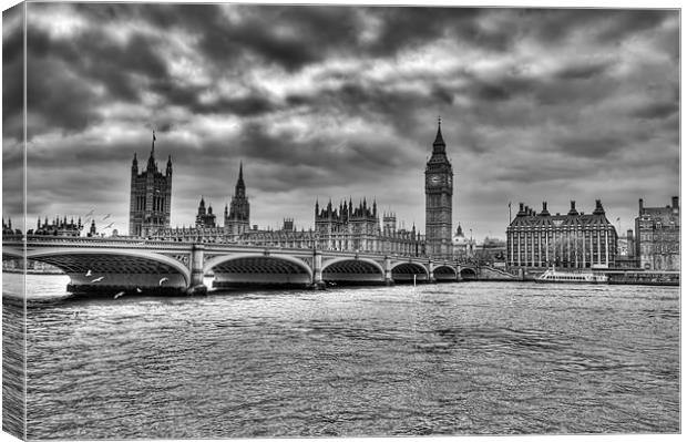 Big Ben and Westminster B&W Canvas Print by Dean Messenger