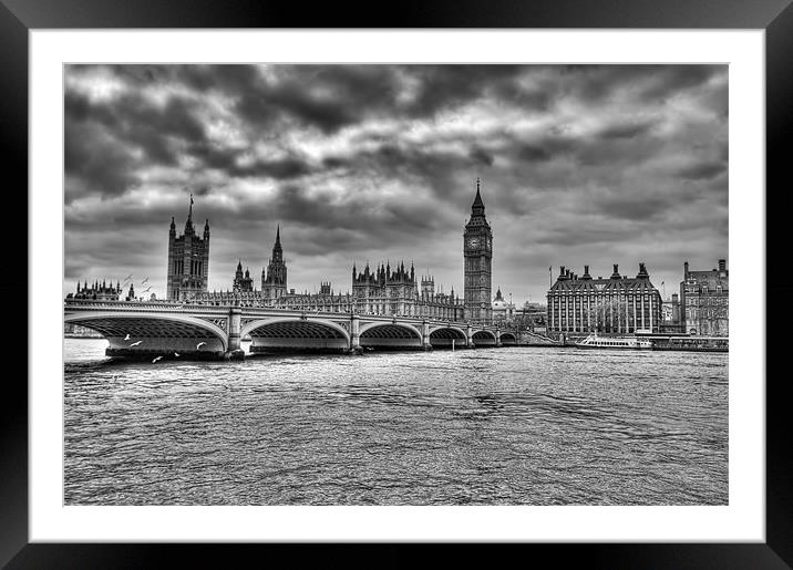 Big Ben and Westminster B&W Framed Mounted Print by Dean Messenger