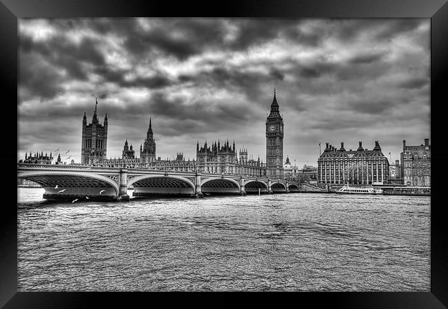 Big Ben and Westminster B&W Framed Print by Dean Messenger