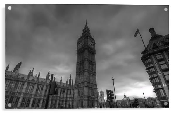 Big Ben Black and White Acrylic by Dean Messenger