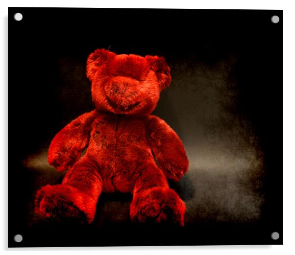 Red Teddy Acrylic by Maria Tzamtzi Photography