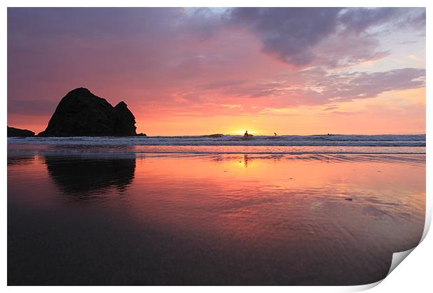 Surfers Beach Sunset Print by craig sivyer