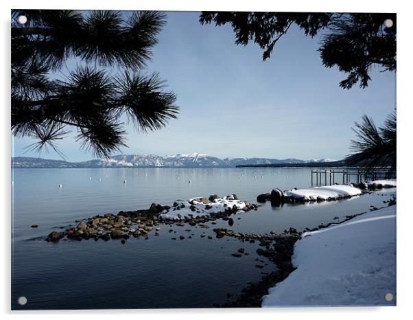 Snowy Winters Lake Acrylic by craig sivyer
