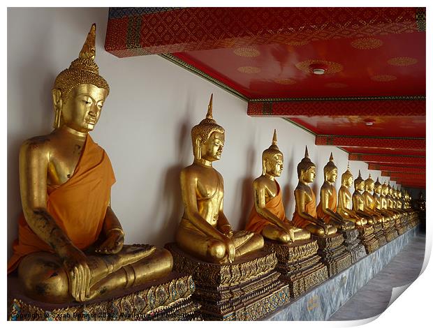 Seated Buddhas in Bangkok Print by Sarah Bonnot