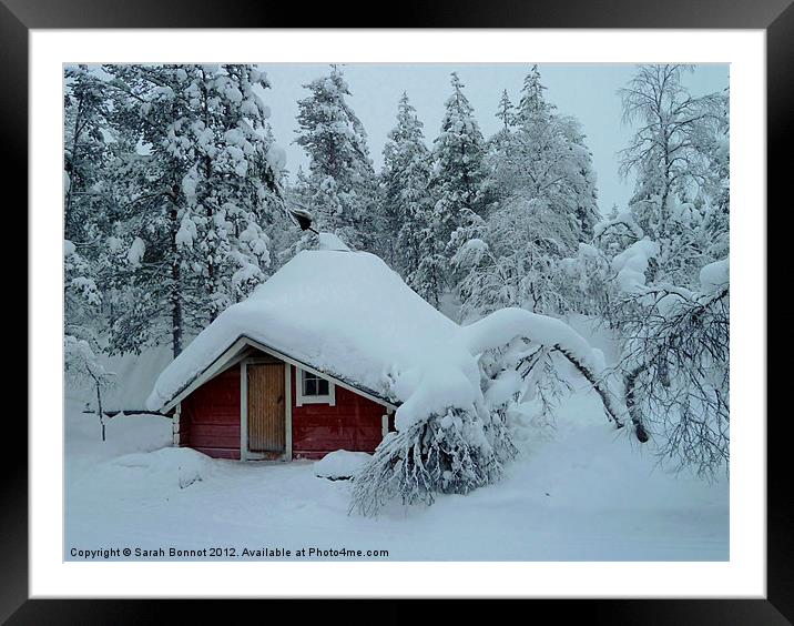 Hiker's Hut in Lapland Framed Mounted Print by Sarah Bonnot