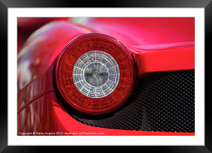 Ferrari red round rear light Framed Mounted Print by Steve Hughes