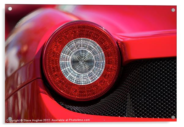 Ferrari red round rear light Acrylic by Steve Hughes