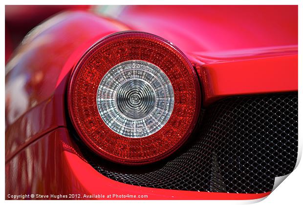 Ferrari red round rear light Print by Steve Hughes