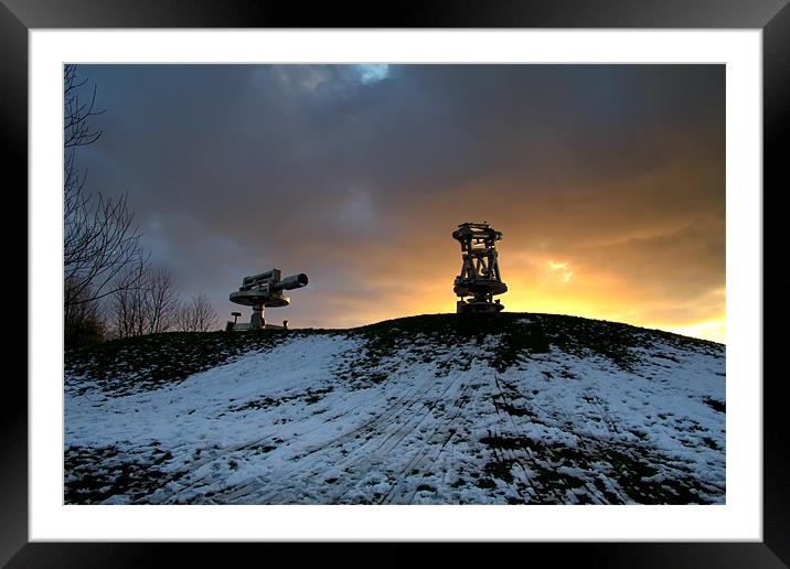 Consett Sculptures Winter Sunset Framed Mounted Print by Northeast Images