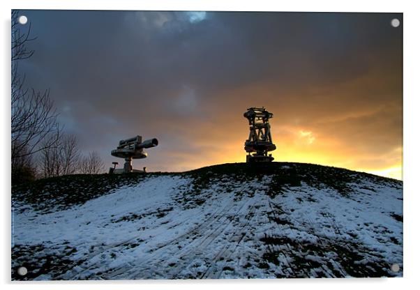 Consett Sculptures Winter Sunset Acrylic by Northeast Images