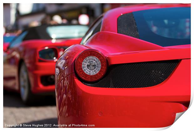 Red Ferraris in a line Print by Steve Hughes